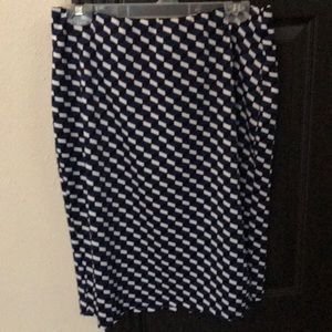 Blue, black, and white stretchy pencil skirt